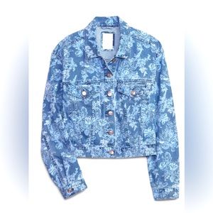 NWT Gap × LoveShackFancy Floral Icon Denim Jacket. Size XS